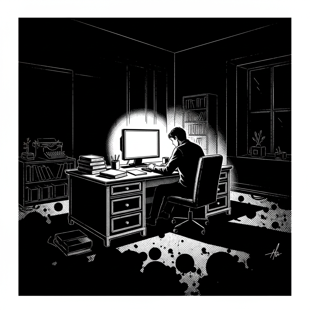 Manuscrit ouvert avec des annotations colorées et des diagrammes de structure narrative dispersés sur un bureau d'écrivain