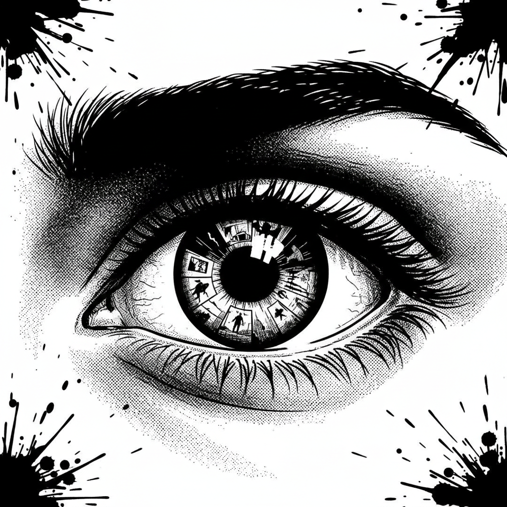 Mosaik aus groben Skizzen, die verschiedene visuelle Kompositionen und Blickwinkel darstellen