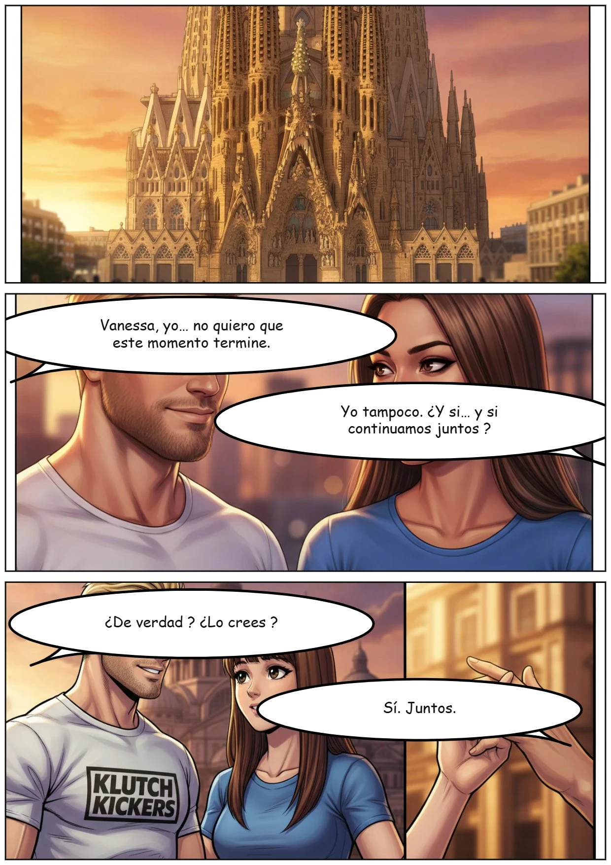Retrouvailles sous le soleil couchant — Devant la Sagrada Familia, Coucher de soleil - Page 1